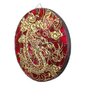 Gouddraak in reliëf op rode plaat dartbord (Voorkant Rechts)