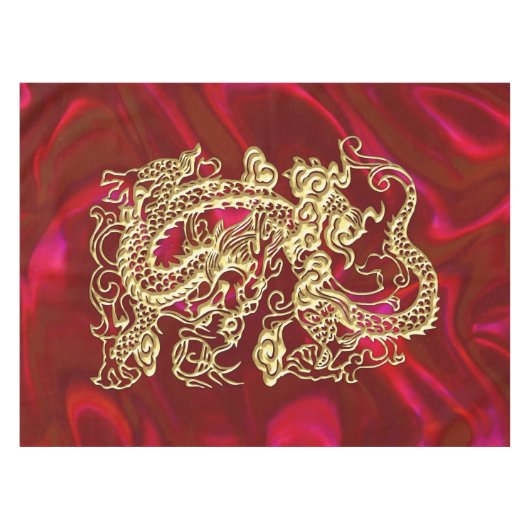 Gouddraak in reliëf op rode plaat tafelkleed (Voorkant (Horizontaal))