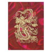 Gouddraak in reliëf op rode plaat tafelkleed (Voorkant)