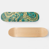 Gouddraak in reliëf op Turquoise Satin Print Persoonlijk Skateboard (Horizontaal)