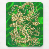 Gouddraak in reliëfdruk op getextureerde groene la muismat (Voorkant)