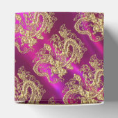 Gouddraak Magenta Satin Print Bedankdoosjes (Bovenkant)