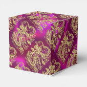 Gouddraak Magenta Satin Print Bedankdoosjes (Achterkant)
