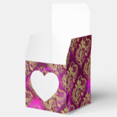 Gouddraak Magenta Satin Print Bedankdoosjes (Geopend)