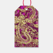 Gouddraak Magenta Satin Print Cadeaulabel (Achterkant)