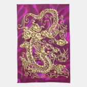 Gouddraak Magenta Satin Print Theedoek (Verticaal)