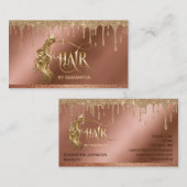 Gouddruppels Haarstylist moderne goudtypografie Visitekaartje (Voorkant / Achterkant)