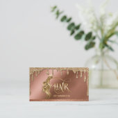 Gouddruppels Haarstylist moderne goudtypografie Visitekaartje (Staand voorkant)