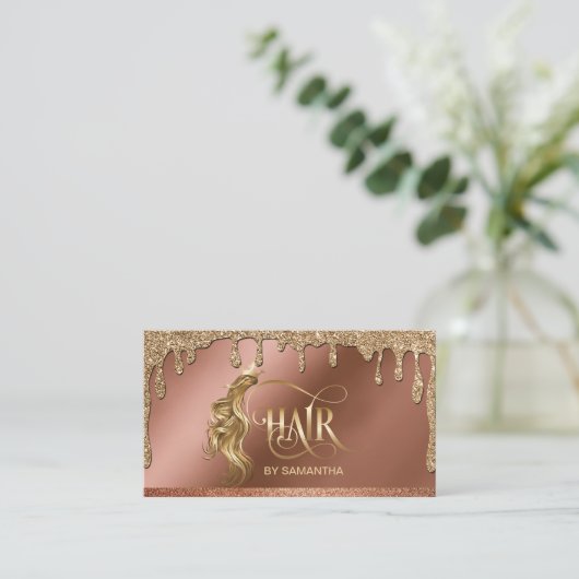 Gouddruppels Haarstylist moderne goudtypografie Visitekaartje (Staand voorkant)