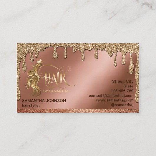 Gouddruppels Haarstylist moderne goudtypografie Visitekaartje (Achterkant)