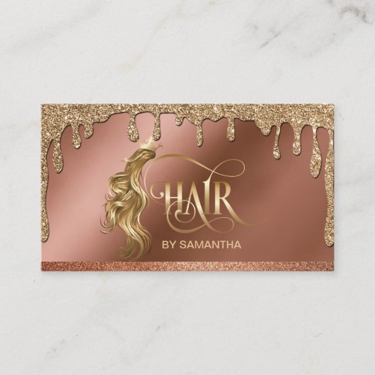 Gouddruppels Haarstylist moderne goudtypografie Visitekaartje (Voorkant)