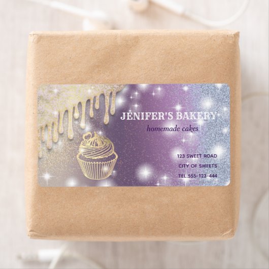Gouddruppels Homemade cupcakes en behandelde verpa Etiket (Insitu)