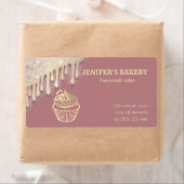 Gouddruppels Homemade cupcakes en behandelde verpa Etiket (Insitu)