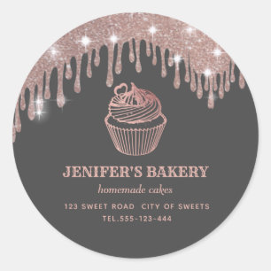 Gouddruppels voor roos Homemade cupcakes en snoepj Ronde Sticker