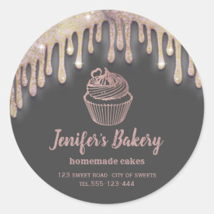 Gouddruppels voor roos Homemade cupcakes en snoepj Ronde Sticker
