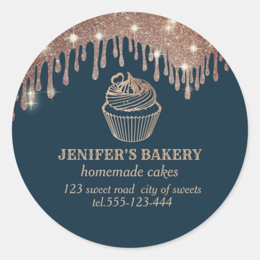 Gouddruppels voor roos Homemade cupcakes en snoepj Ronde Sticker (Voorkant)