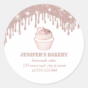 Gouddruppels voor roos Homemade cupcakes en snoepj Ronde Sticker