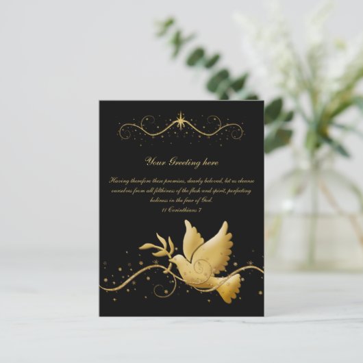 Goudduif met vredelievende tweekleurige Christelij Briefkaart (Staand voorkant)