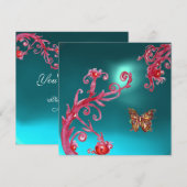 GOUDE BUTTERFLES BLAUWGROEN AQUA BLUE GEMSTONE KAART (Voorkant / Achterkant)