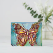 GOUDE BUTTERFLES IN BLAUW BRIEFKAART (Staand voorkant)