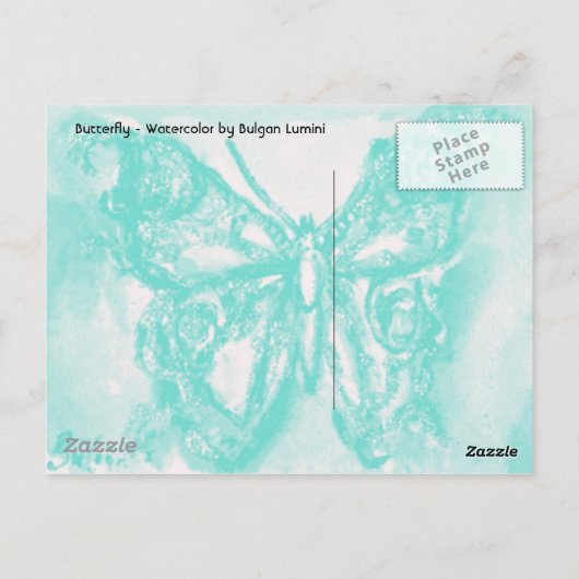 GOUDE BUTTERFLES IN BLAUW BRIEFKAART (Achterkant)