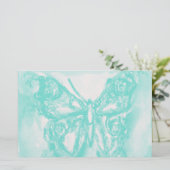 GOUDE BUTTERFLES IN BLAUW BRIEFPAPIER (Staand voorkant)