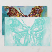 GOUDE BUTTERFLES IN BLAUW BRIEFPAPIER (Voorkant / Achterkant)