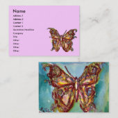 GOUDE BUTTERFLES IN BLAUW EN PINK VISITEKAARTJE (Voorkant / Achterkant)