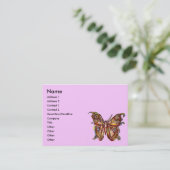 GOUDE BUTTERFLES IN BLAUW EN PINK VISITEKAARTJE (Staand voorkant)