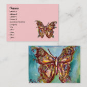 GOUDE BUTTERFLES IN BLAUW EN PINK VISITEKAARTJE (Voorkant / Achterkant)