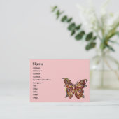 GOUDE BUTTERFLES IN BLAUW EN PINK VISITEKAARTJE (Staand voorkant)