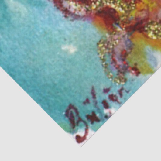 GOUDE BUTTERFLES IN BLAUWE Waterverf Tissuepapier (Detail)