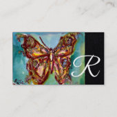 GOUDE BUTTERFLES IN BLUE Black Paper Visitekaartje (Achterkant)