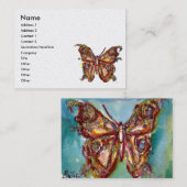 GOUDE BUTTERFLES IN BLUE SPARKLES White Pearl Pape Visitekaartje (Voorkant / Achterkant)
