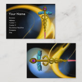 GOUDE CADUCEUS IN BLAUWE GEEL FRACTALE ZWISSELS VISITEKAARTJE (Voorkant / Achterkant)