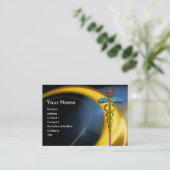 GOUDE CADUCEUS IN BLAUWE GEEL FRACTALE ZWISSELS VISITEKAARTJE (Staand voorkant)