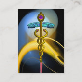 GOUDE CADUCEUS IN BLAUWE GEEL FRACTALE ZWISSELS VISITEKAARTJE (Achterkant)