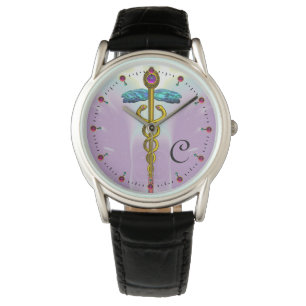 GOUDE CADUCEUS MET CELTISCHE KNOTEN Lila MONOGRAM Horloge