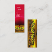 GOUDE CELTISCHE DRAGONS ROOD RUBY GEMSTONE MINI VISITEKAARTJE (Voorkant / Achterkant)