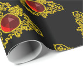 GOUDE CELTISCHE HART MET RODE RUBY, Valentijnsdag Cadeaupapier (Rol Hoek)