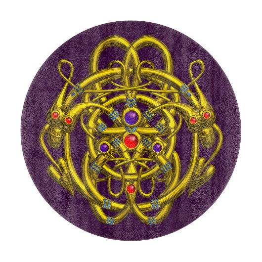 GOUDE CELTISCHE KENNIS MET TWEE TEKENS IN PAARSE S SNIJPLANK (Voorkant)