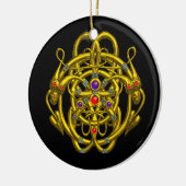 GOUDE CELTISCHE KENNIS MET TWEE TEKENS KERAMISCH ORNAMENT (Links)