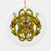 GOUDE CELTISCHE KENNIS MET TWEE TEKENS KERAMISCH ORNAMENT (Achterkant)