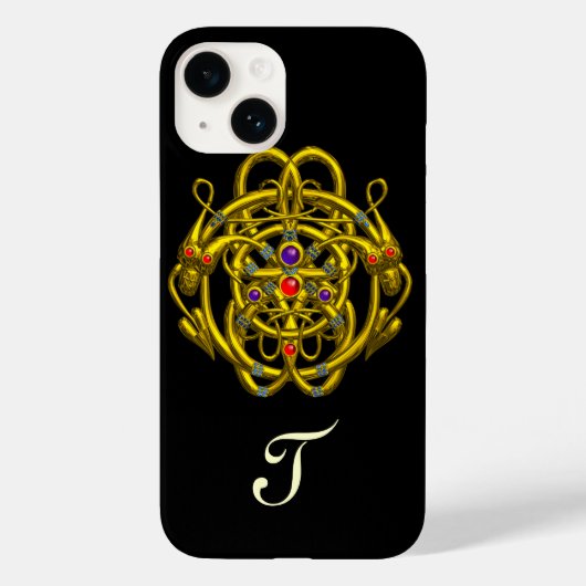 GOUDE CELTISCHE KENNIS MET TWEEDE DRAGONS zwart Case-Mate iPhone Case (Achterkant)