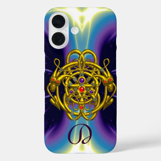 GOUDE CELTISCHE KENNIS MET TWEEDRAGONS MONOGRAM Case-Mate iPhone CASE (Achterkant)