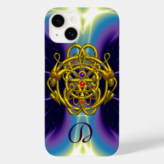 GOUDE CELTISCHE KENNIS MET TWEEDRAGONS MONOGRAM Case-Mate iPhone CASE (Achterkant)