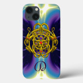 GOUDE CELTISCHE KENNIS MET TWEEDRAGONS MONOGRAM Case-Mate iPhone CASE (Achterkant)