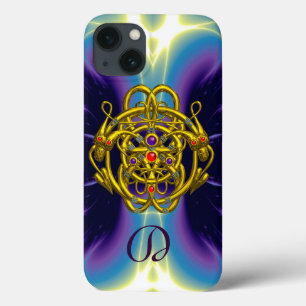 GOUDE CELTISCHE KENNIS MET TWEEDRAGONS MONOGRAM iPhone 13 HOESJE