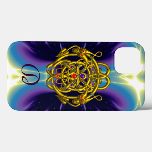GOUDE CELTISCHE KENNIS MET TWEEDRAGONS MONOGRAM Case-Mate iPhone CASE (Achterkant (horizontaal))