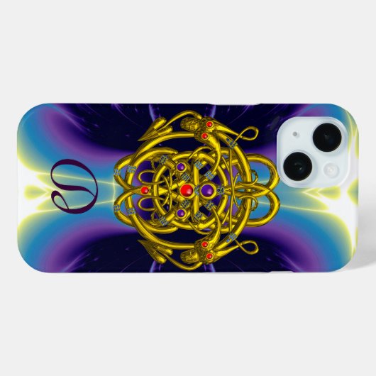 GOUDE CELTISCHE KENNIS MET TWEEDRAGONS MONOGRAM Case-Mate iPhone CASE (Achterkant (horizontaal))